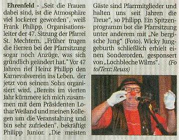 Artikel aus dem Kölner Wochenspiegel vom 06.02.2008